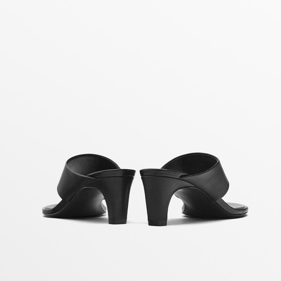 NWT. Massimo Dutti Black Leather High-Heel Sandals. Size 9 - Picture 6 of 9
